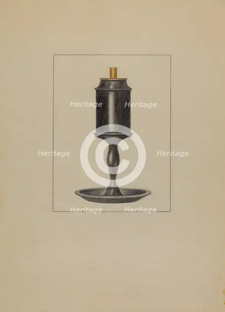 Pewter Lamp, c. 1936. Creator: Bessie Forman.