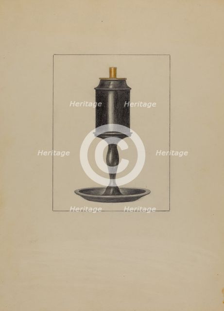 Pewter Lamp, c. 1936. Creator: Bessie Forman.