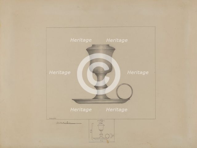 Pewter Lamp, c. 1936. Creator: Henry Meyers.