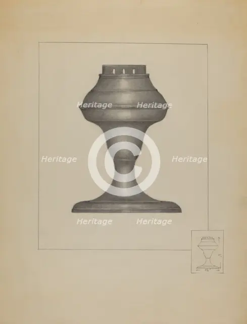 Pewter Lamp, c. 1936. Creator: Joseph Stonefield.