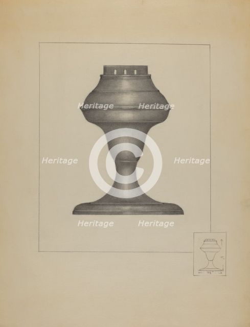 Pewter Lamp, c. 1936. Creator: Joseph Stonefield.