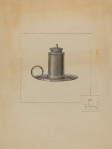 Pewter Lamp, c. 1936. Creator: Unknown