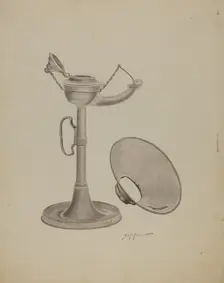 Pewter Lamp, c. 1941. Creator: Sydney Roberts