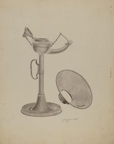 Pewter Lamp, c. 1941. Creator: Sydney Roberts