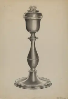 Pewter Lard Oil Lamp, c. 1937. Creator: Theodore Pfitzer
