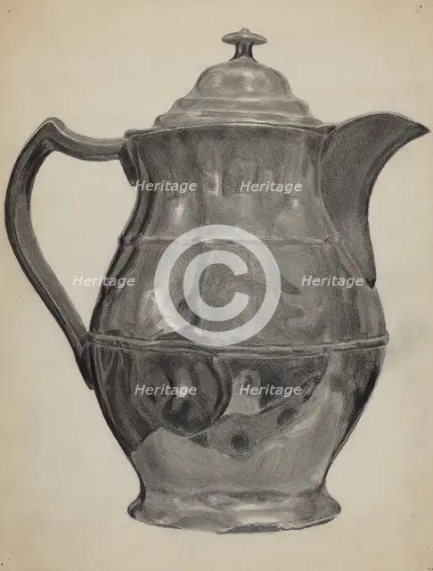 Pewter Pitcher, 1935/1942. Creator: Francis Borelli.