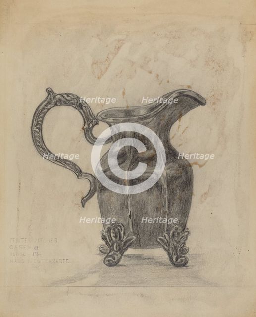 Pewter Pitcher, 1935/1942. Creator: Hans Westendorff.