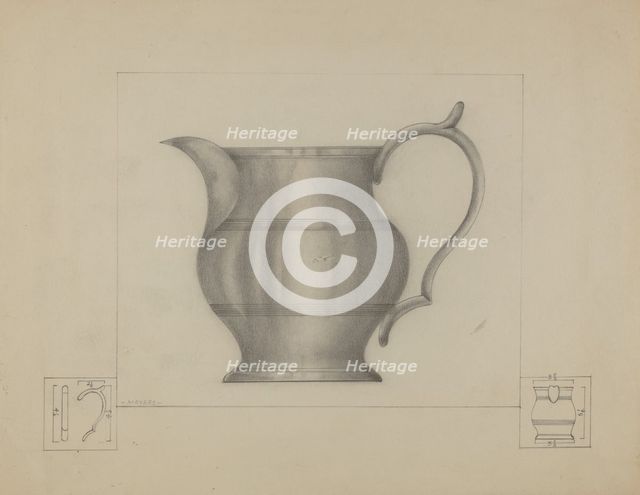 Pewter Pitcher, 1935/1942. Creator: Henry Meyers.