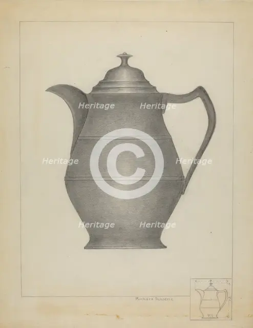 Pewter Pitcher, 1935/1942. Creator: Richard Schoene.
