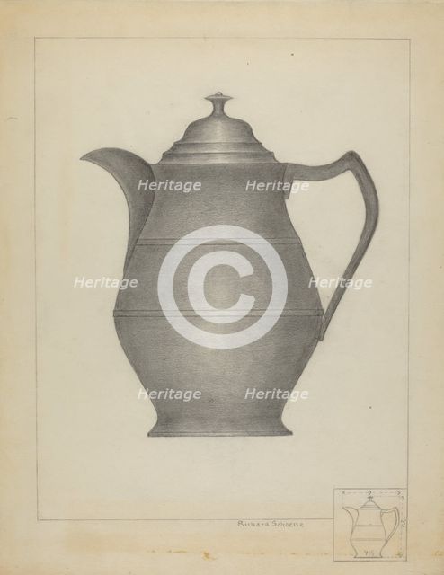 Pewter Pitcher, 1935/1942. Creator: Richard Schoene.