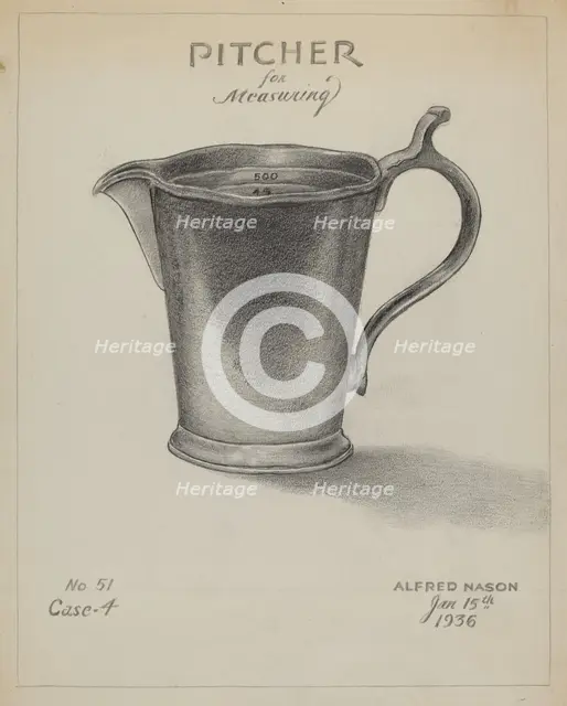 Pewter Pitcher, 1936. Creator: Alfred Nason.