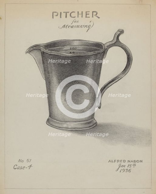 Pewter Pitcher, 1936. Creator: Alfred Nason.