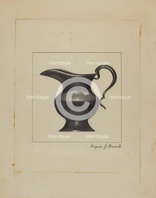 Pewter Pitcher, c. 1936. Creator: Eugene Barrell.