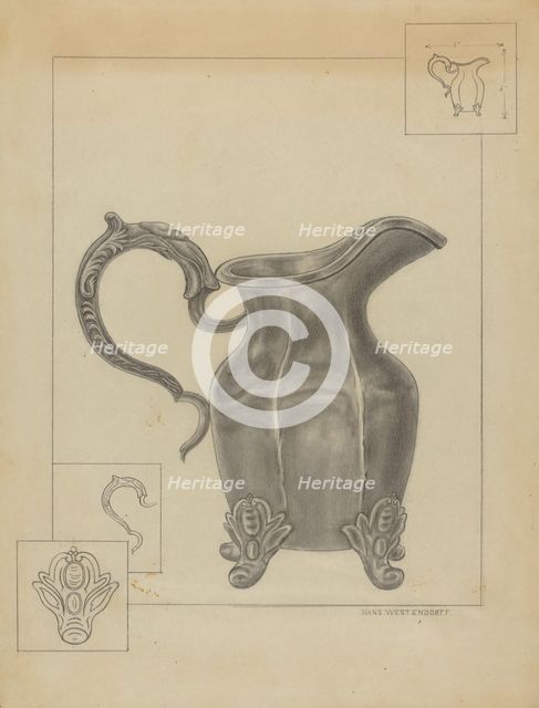 Pewter Pitcher, c. 1936. Creator: Hans Westendorff.
