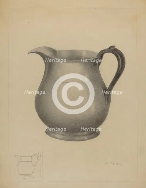 Pewter Pitcher, c. 1936. Creator: Henry Granet.