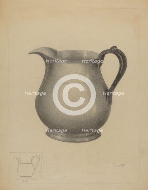 Pewter Pitcher, c. 1936. Creator: Henry Granet.