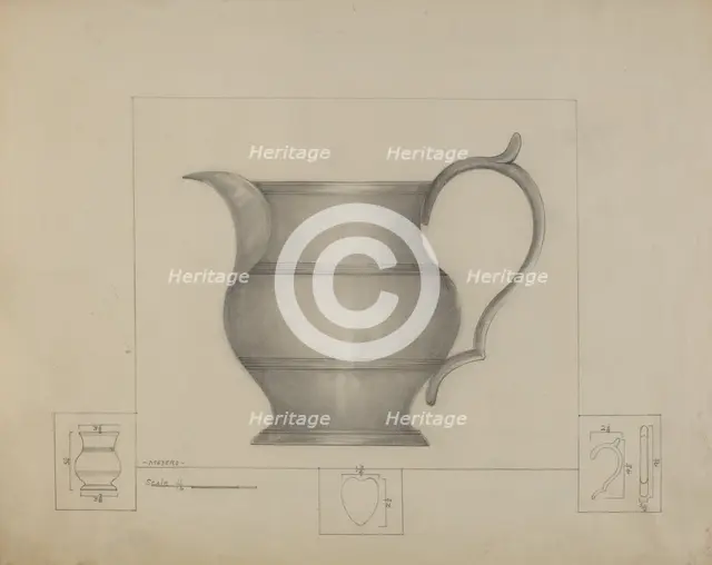 Pewter Pitcher, c. 1936. Creator: Henry Meyers.