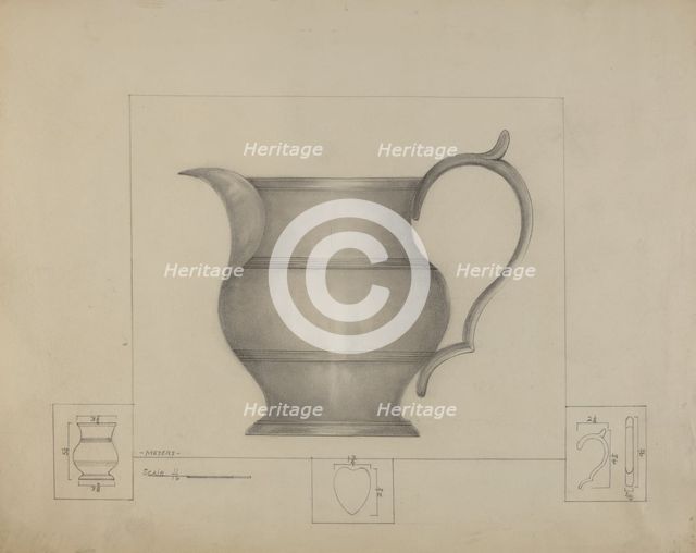 Pewter Pitcher, c. 1936. Creator: Henry Meyers.