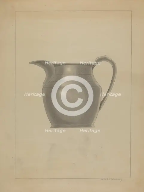 Pewter Pitcher, c. 1936. Creator: Joseph Wolins.