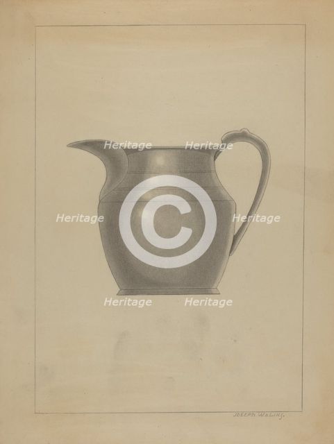 Pewter Pitcher, c. 1936. Creator: Joseph Wolins.