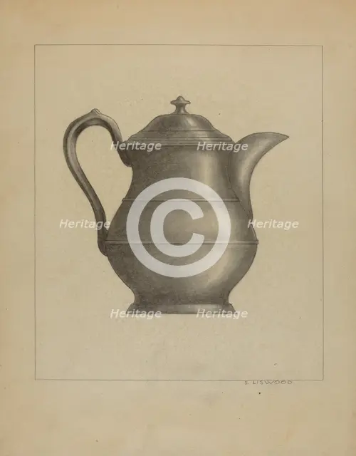 Pewter Pitcher, c. 1936. Creator: Sidney Liswood.