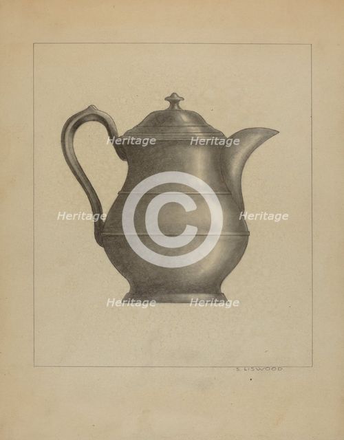 Pewter Pitcher, c. 1936. Creator: Sidney Liswood.
