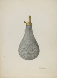 Pewter Powder Flask, c. 1939. Creator: George V. Vezolles