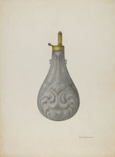 Pewter Powder Flask, c. 1939. Creator: George V. Vezolles