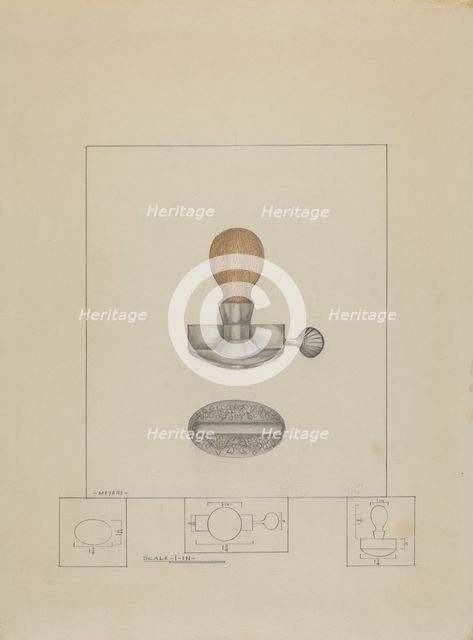 Pewter Stamp, c. 1937. Creator: Henry Meyers.