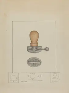 Pewter Stamp, c. 1937. Creator: Henry Meyers