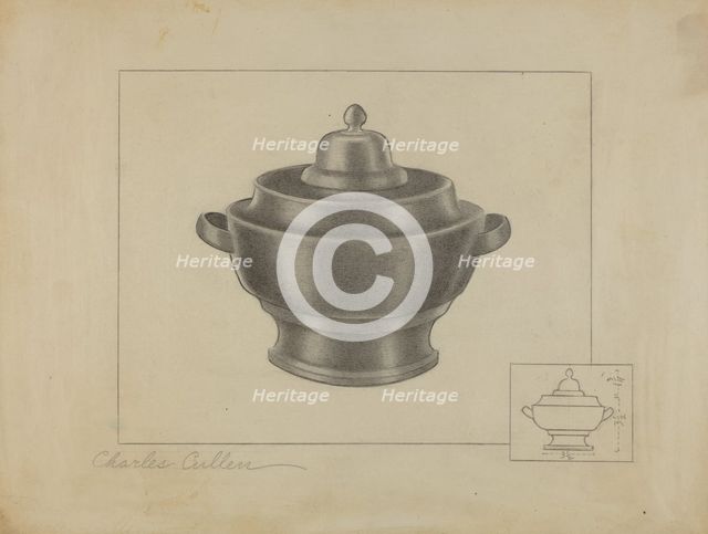 Pewter Sugar Bowl, 1935/1942. Creator: Charles Cullen.