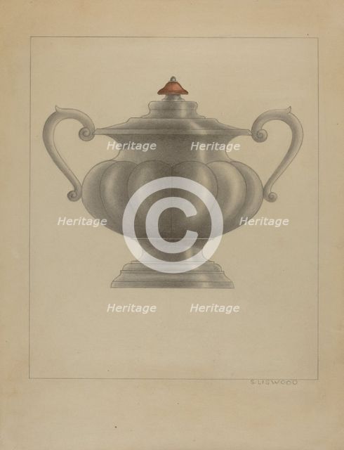Pewter Sugar Bowl, c. 1936. Creator: Sidney Liswood.