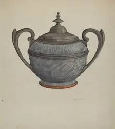 Pewter Sugar Bowl, c. 1937. Creator: Helen Bronson