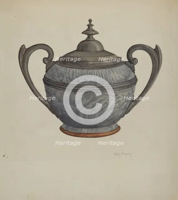 Pewter Sugar Bowl, c. 1937. Creator: Helen Bronson.
