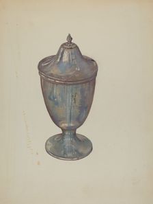 Pewter Sugar Bowl, c. 1941. Creator: Anne B. Trepagnier