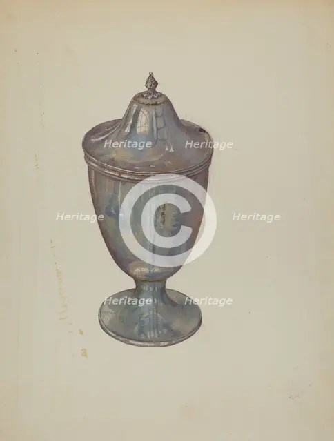Pewter Sugar Bowl, c. 1941. Creator: Anne B. Trepagnier.