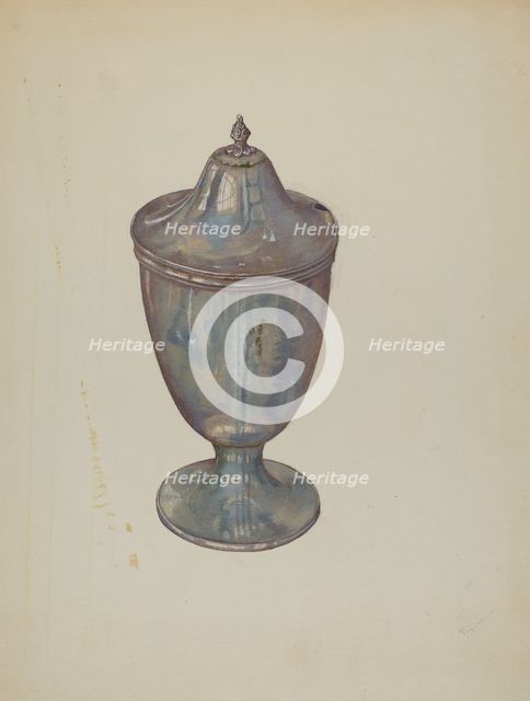 Pewter Sugar Bowl, c. 1941. Creator: Anne B. Trepagnier.