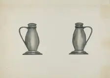 Pewter Salt and Pepper Shakers, c. 1937. Creator: Beulah Bradleigh