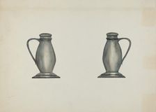 Pewter Salt and Pepper Shakers, c. 1937. Creator: Beulah Bradleigh