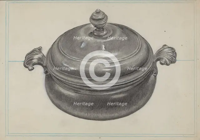 Pewter Soup Tureen, c. 1936. Creator: James O'Mara.