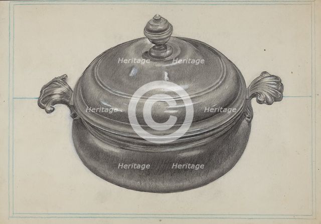 Pewter Soup Tureen, c. 1936. Creator: James O'Mara.