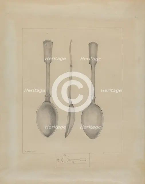 Pewter Spoon, 1935/1942. Creator: Henry Meyers.