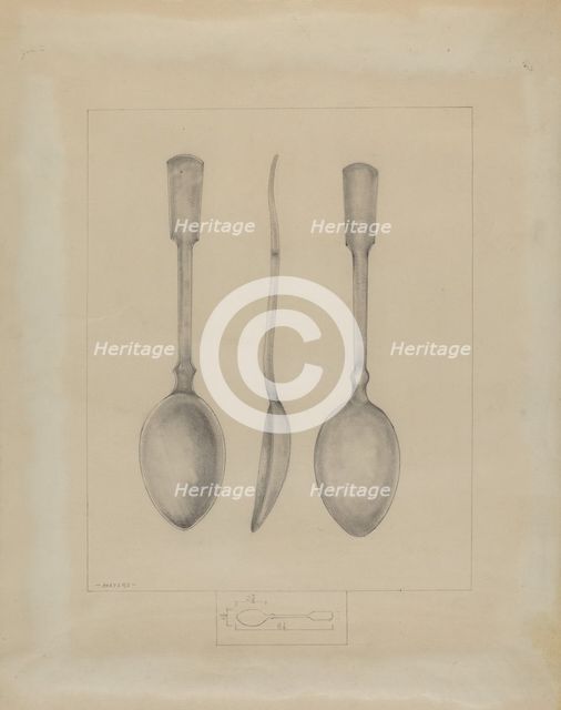 Pewter Spoon, 1935/1942. Creator: Henry Meyers.