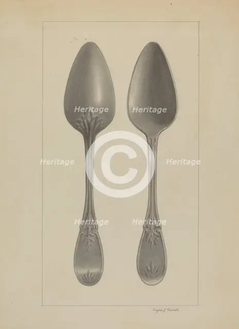 Pewter Spoon, c. 1936. Creator: Eugene Barrell.