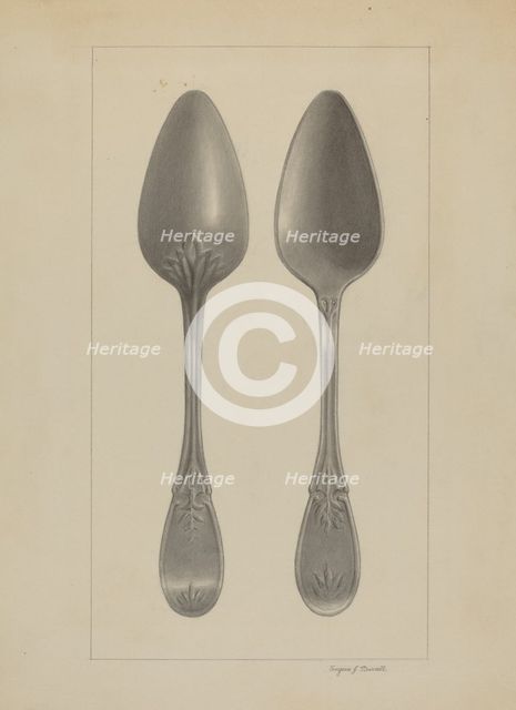 Pewter Spoon, c. 1936. Creator: Eugene Barrell.