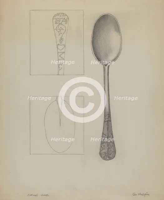 Pewter Spoon, c. 1937. Creator: Grace Halpin.