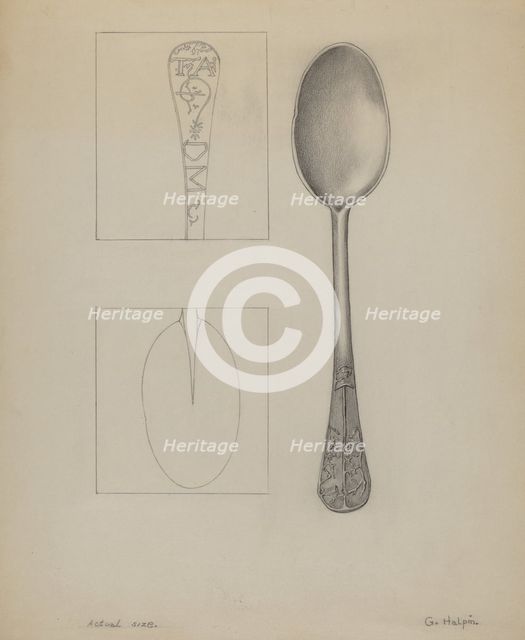 Pewter Spoon, c. 1937. Creator: Grace Halpin.