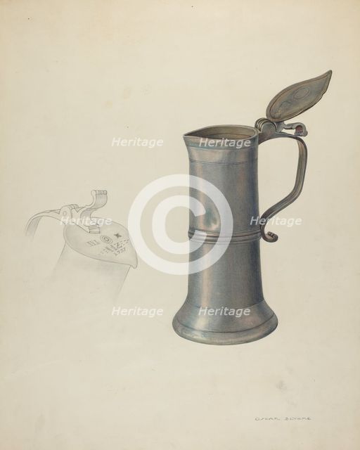Pewter Tankard, c. 1941. Creator: Oscar Bluhme.