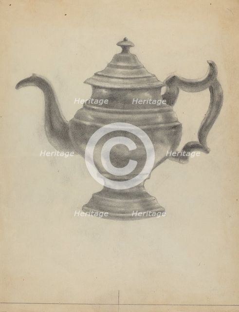 Pewter Teapot, 1935/1942. Creator: Aaron Dermansky.