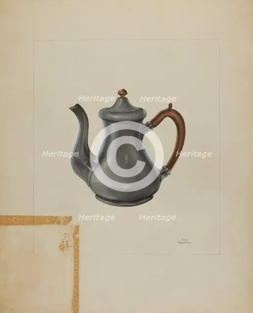 Pewter Teapot, 1935/1942. Creator: John Tarantino.